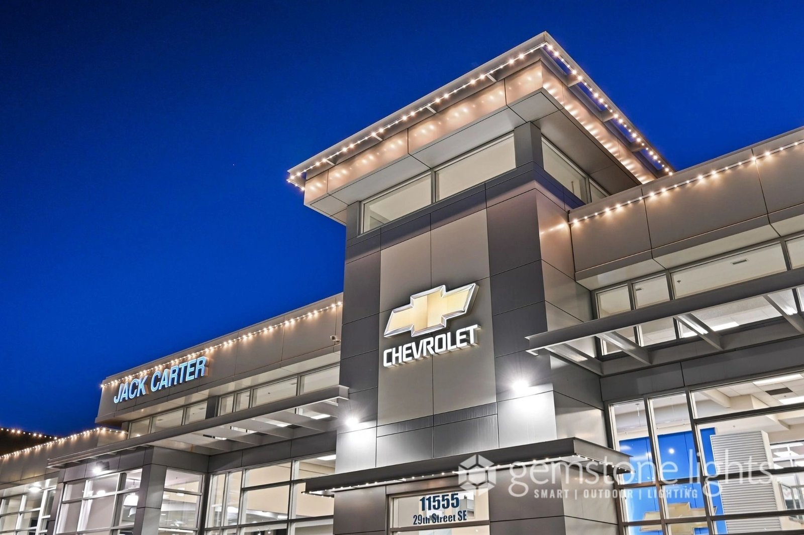 Business & commercial with installed outdoor lighting
